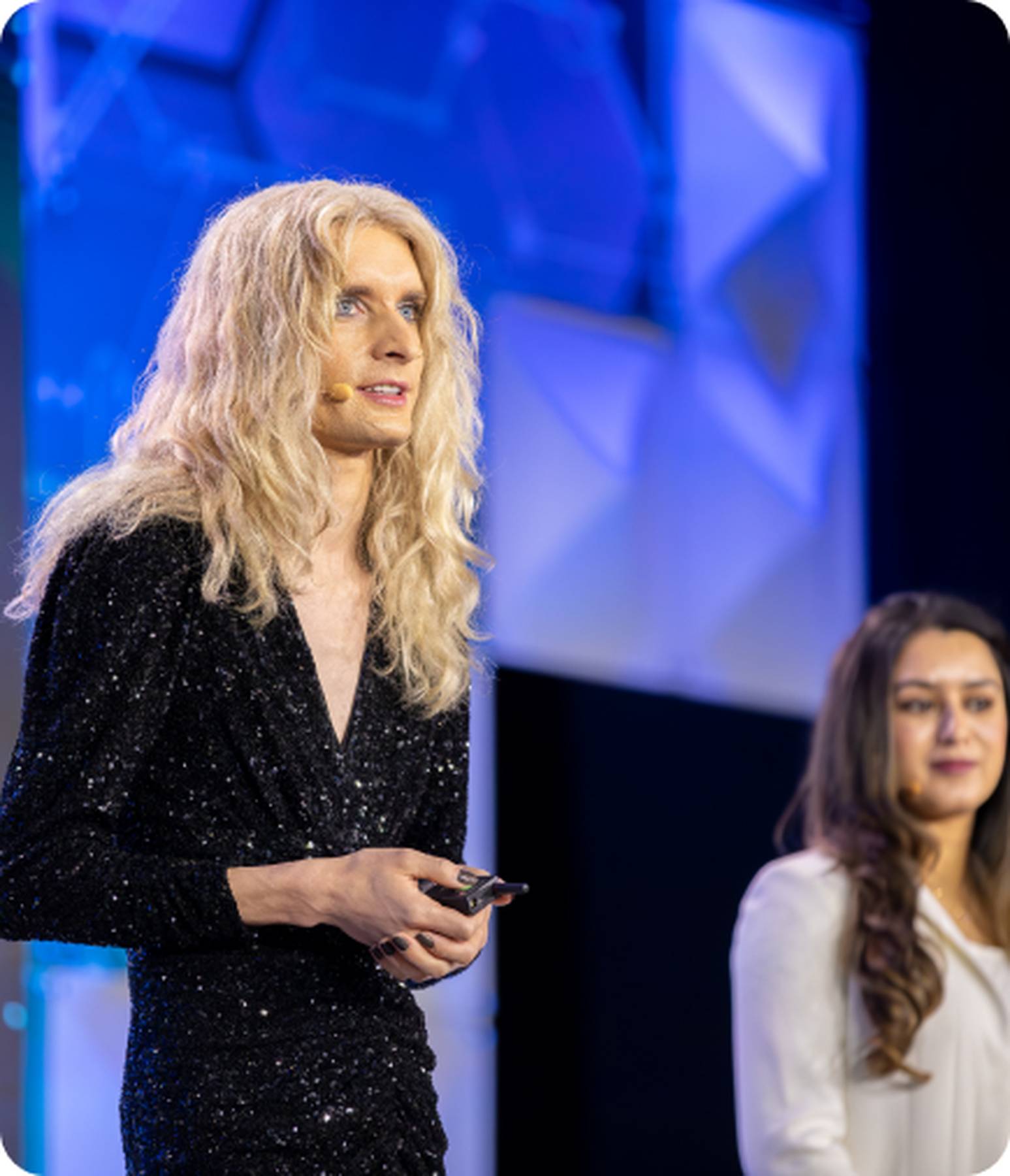 Two speakers on stage