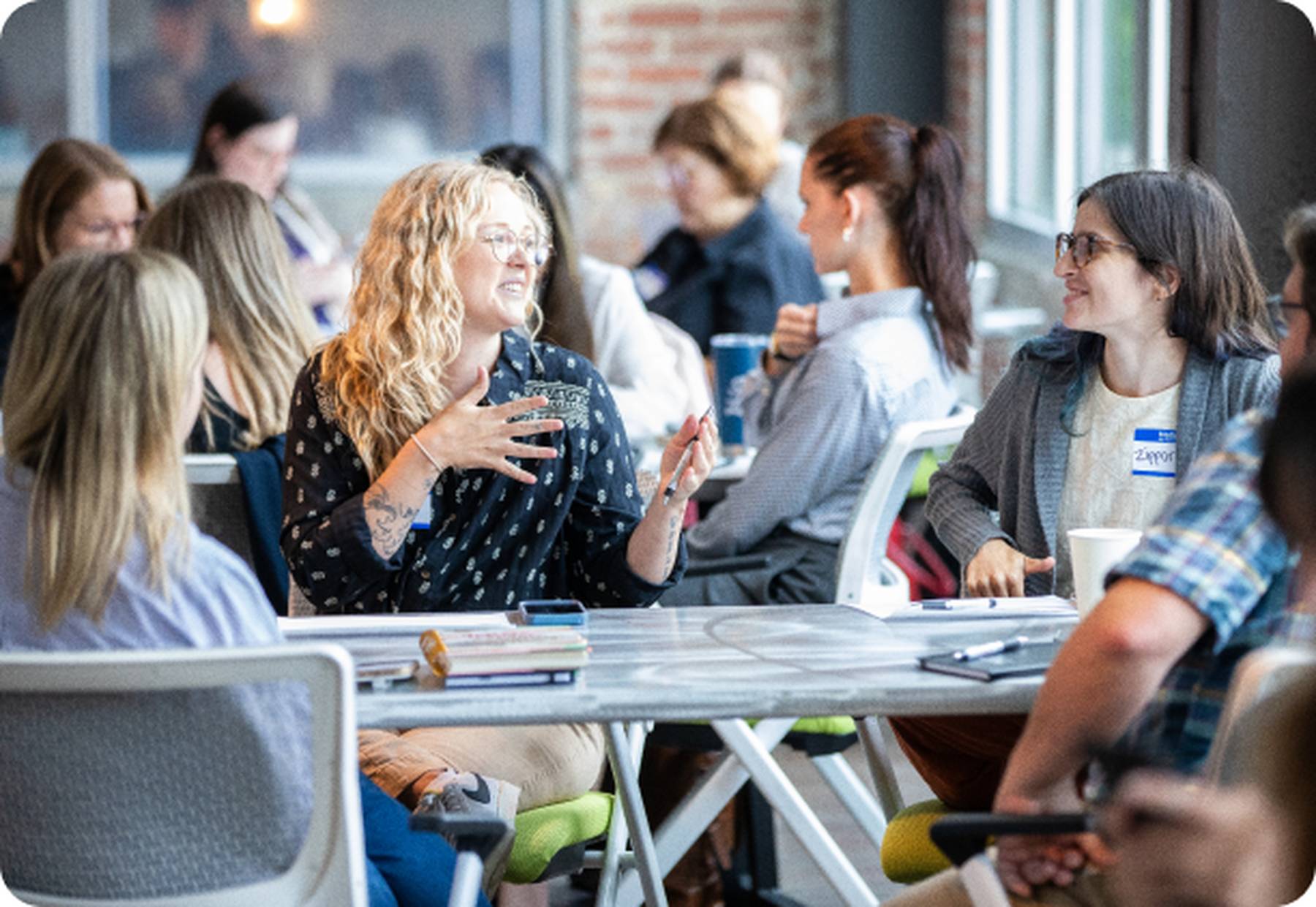 A group of women chatting during a workshop